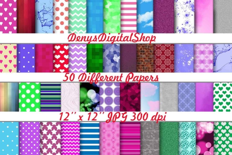 Digital Scrapbook Papers Package Papers for Printable