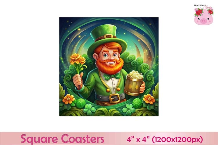 Digital Square Coaster St Patrick day