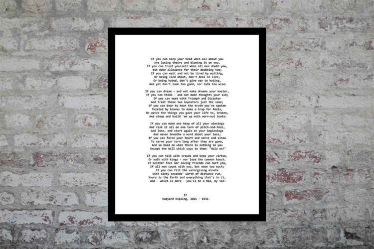 Digital poster IF by Kipling Poem Rudyard Kipling Prints