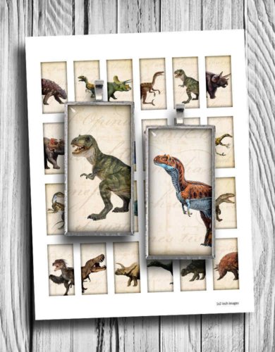 Dinosaurs Domino Tiles Digital Collage Sheet