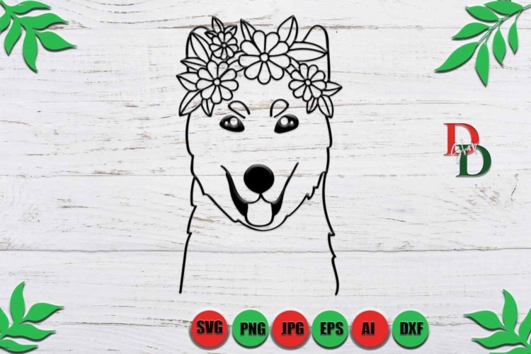 Dog PNG Image With Flower Crown SVG For Cutting Machine
