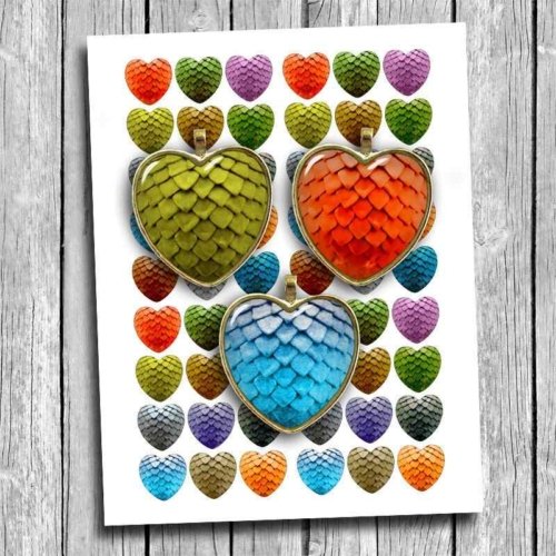 Dragon Eggs Heart Shaped images Digital Collage Sheet