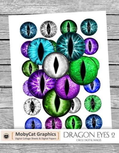Dragon Eyes Printable Circles Green Purple Blue White