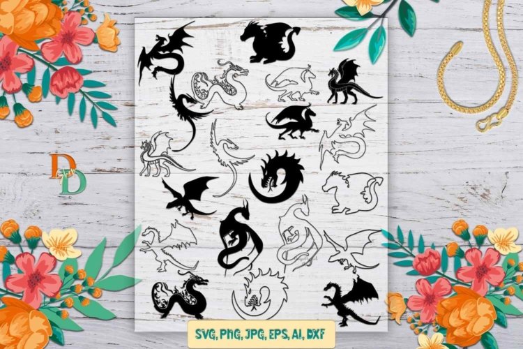 Dragon Zentangle SVG Dragon Silhouette SVG Dragon PNG