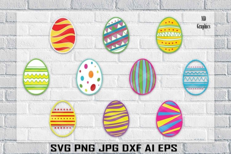 Easter Colorful Eggs SVG File For Printable