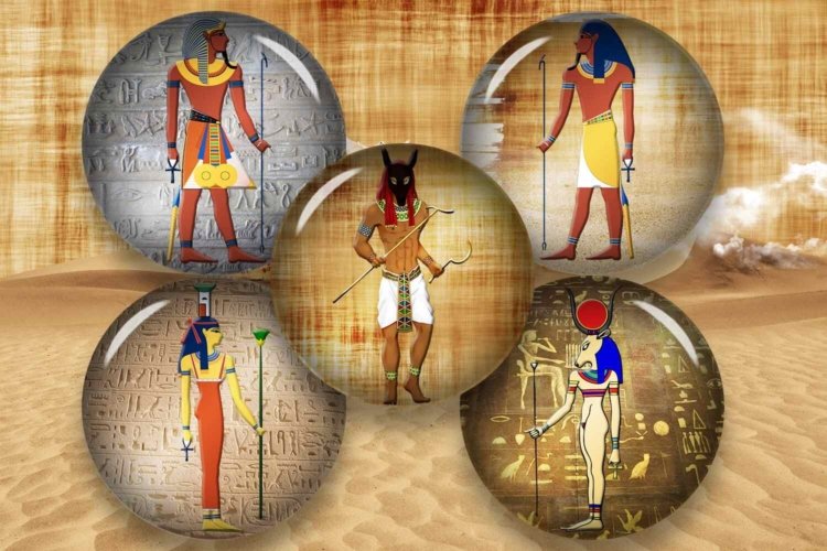 Egyptian Art Digital Collage Sheet Circle images for Printab