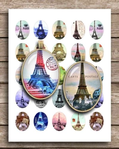 Eiffel Tower Printable Oval images Instant Download