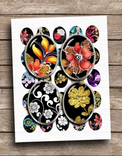Elegant Florals Printable Oval Images