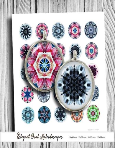 Elegant Oval Kaleidoscope Printable Digital Collage Sheet