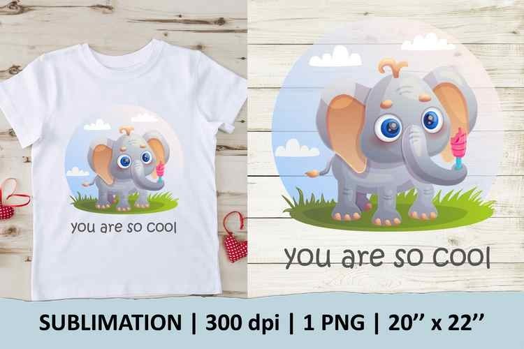 Elephant with ice cream sublimation design – 1 PNG fil