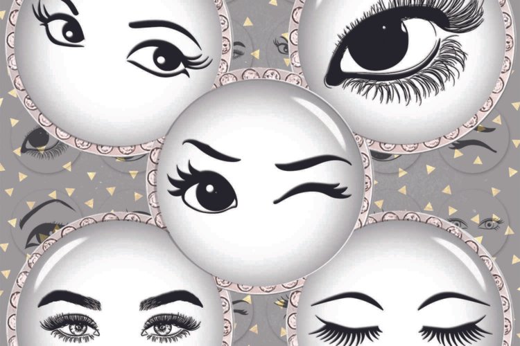 Eyelashes Round Digital Collage Sheet Eye Images Printable