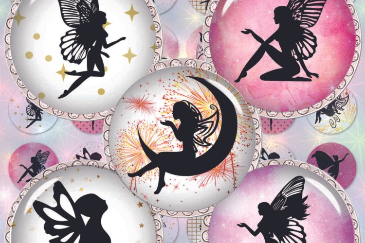 Fairies Digital Collage Sheet Fairy Circle Images for Prints
