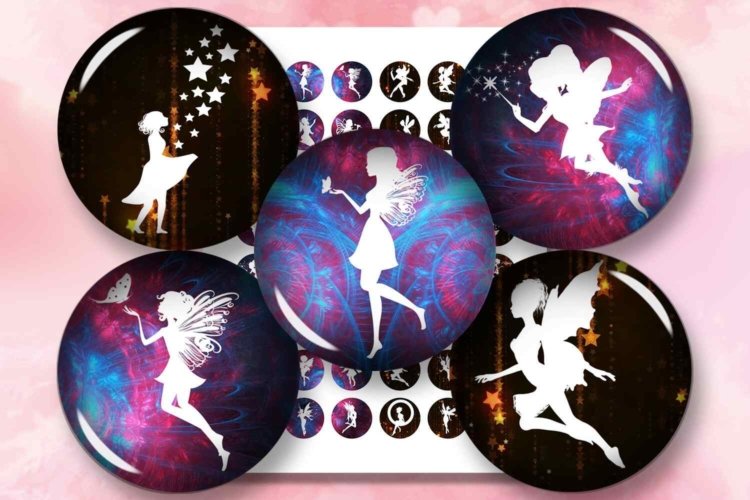 Fairies Digital Collage Sheet for Cabochon or pendants