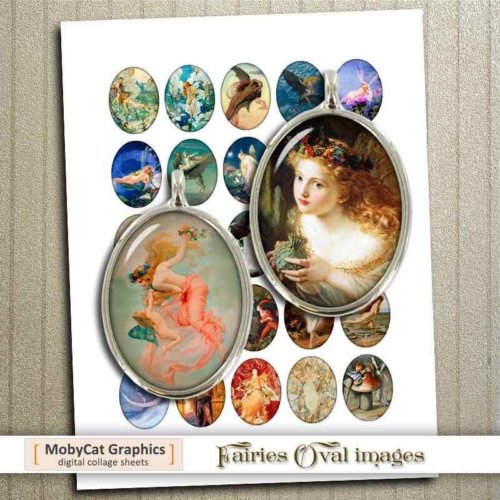 Fairies Oval Digital Collage Sheet