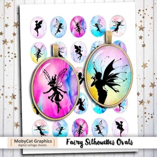 Fairy Silhouettes Printable Oval Images