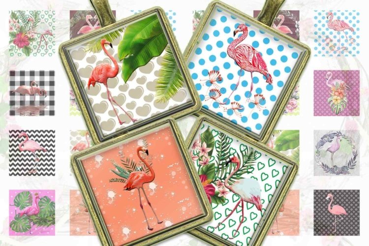 Flamingo Printable Flamingo Digital Collage Sheets Squares