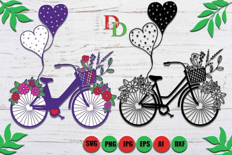 Floral Bicycle SVG Bicycle Flowers With Basket SVG