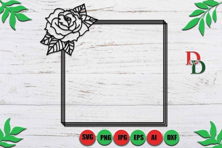 Floral Frame SVG Cut File Square Flower Frame
