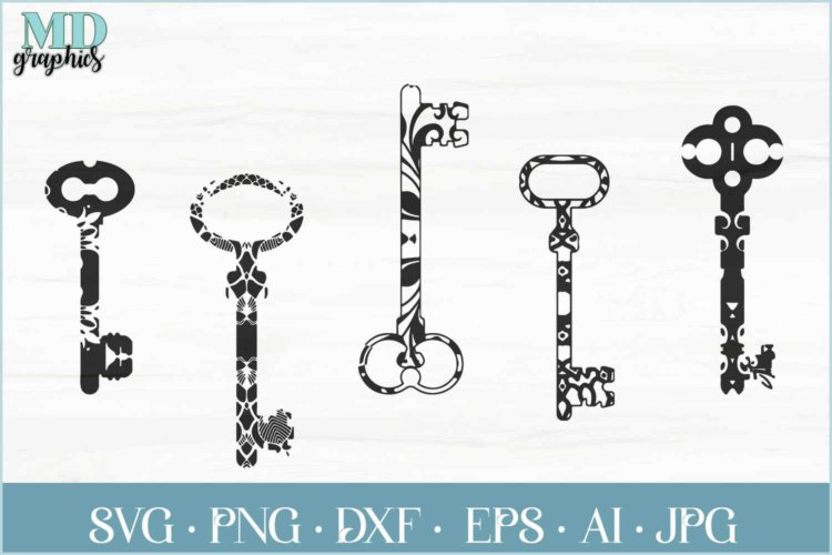 Floral Keys SVG Silhouette Images for Printable