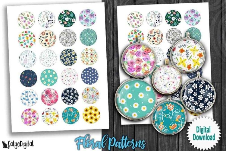 Floral Patterns Printable Digital Collage Sheets