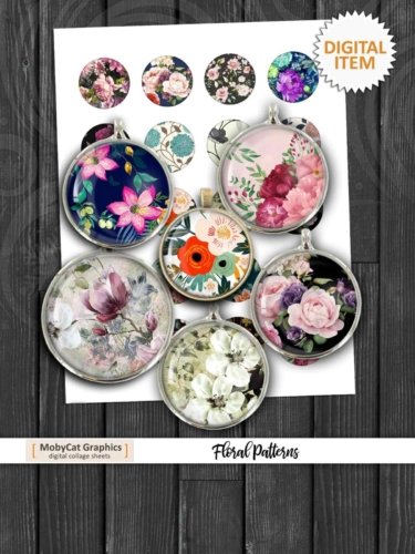 Floral Patterns images Digital Collage Sheet