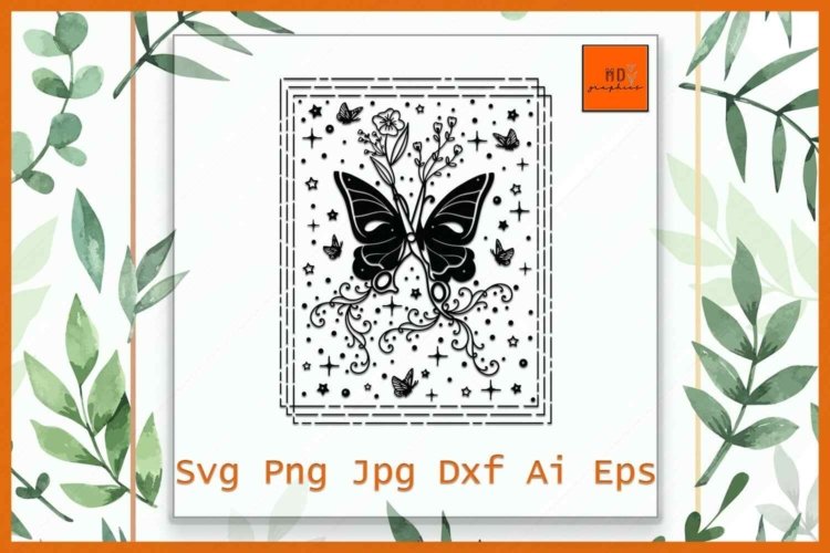 Floral Scissors SVG Hair Stylist with Butterflies