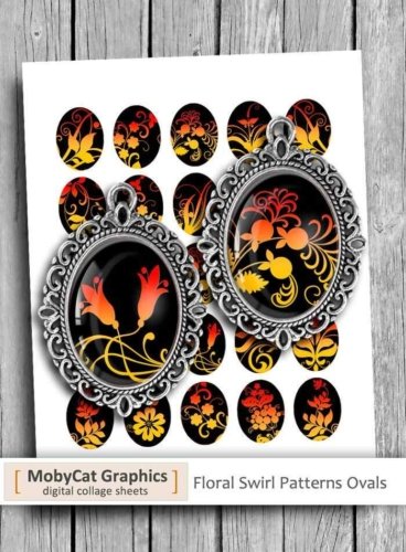Floral Swirl Patterns Printable Oval images