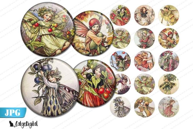 Flower Fairies circle bottlecap printable images