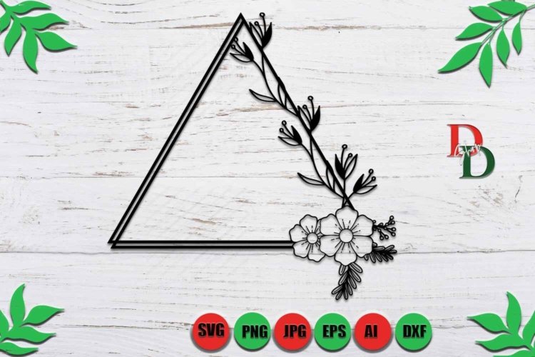 Flower Frame SVG Triangle Printable Vector File