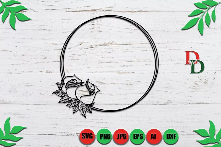 Flower Wreath SVG Flower Frame Cut File Floral Frame SVG