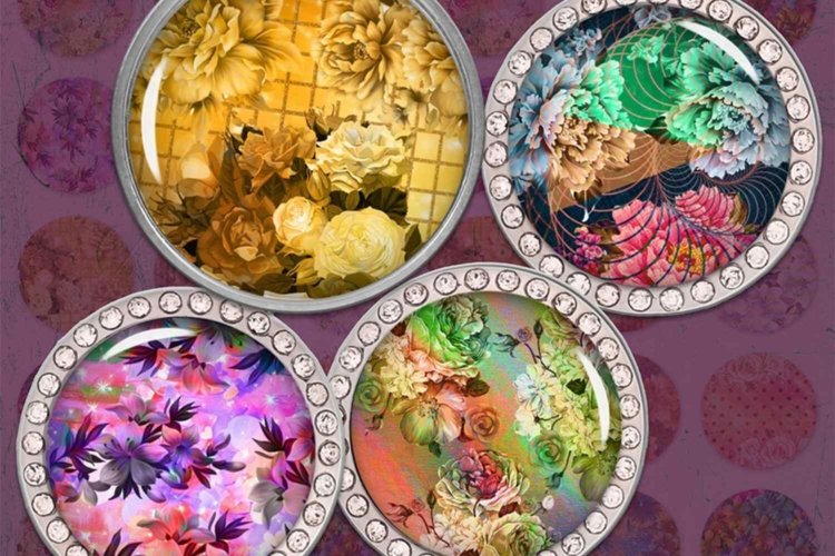 Flowers Digital Collage Sheet Printable Rounds Images