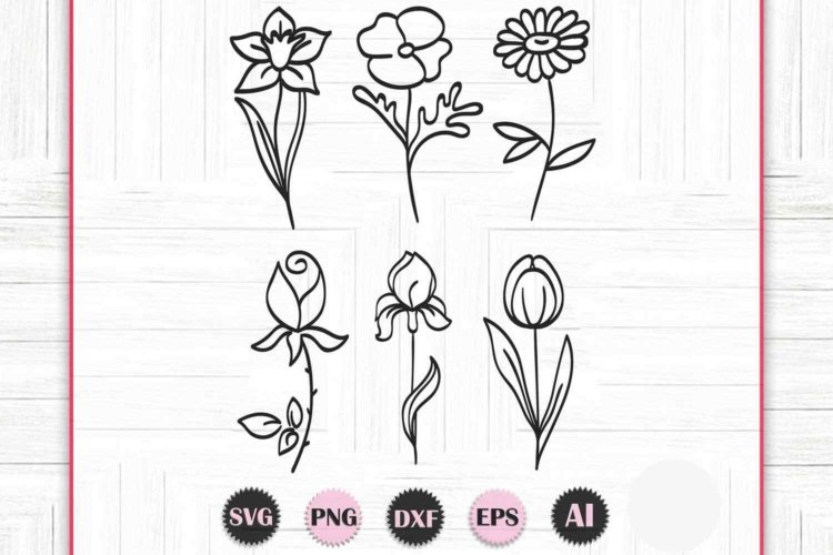 Flowers Hand Drawing Vector File for Printable