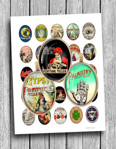 Fortune Telling Oval Digital Collage Sheet Instant Download