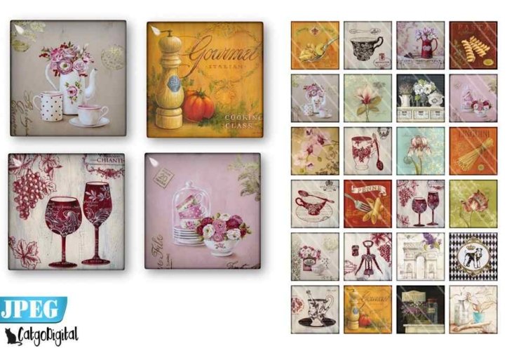 French Food Posters Square Digital printable images