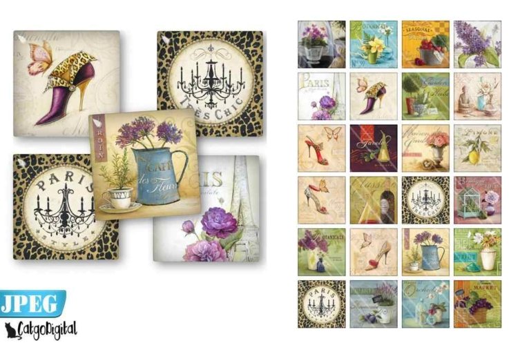 French Tres Chic Square Digital printable images