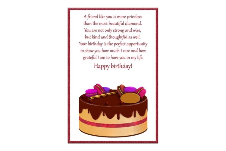 Friends Card Happy Birthday Card Cake for Printable