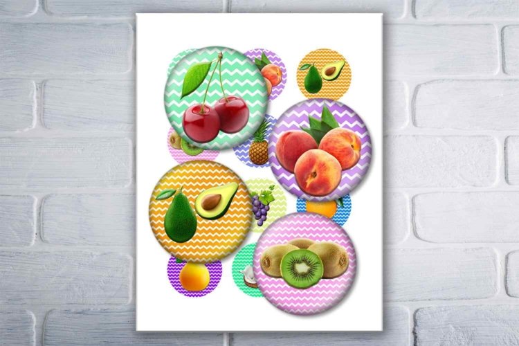 Fruit Digital Collage Sheet for Bottle Caps or Cabochons