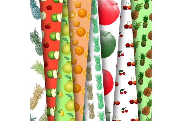 Fruit Digital Papers Printables Vegan Scrapbook Papers