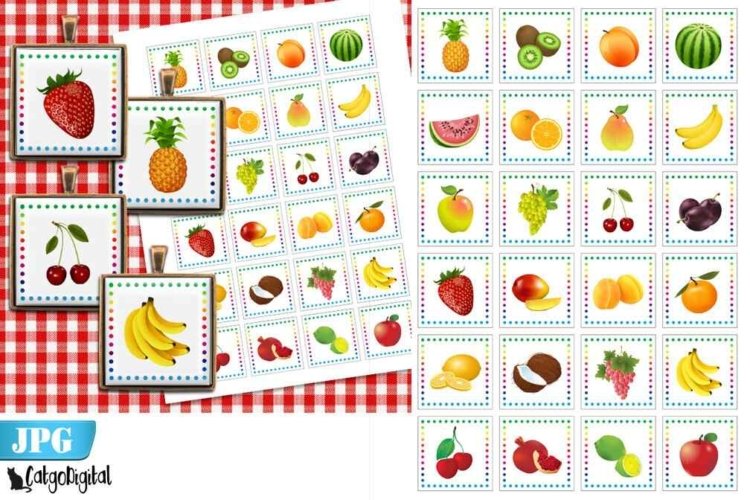 Fruits Square Printable images Digital collage sheet
