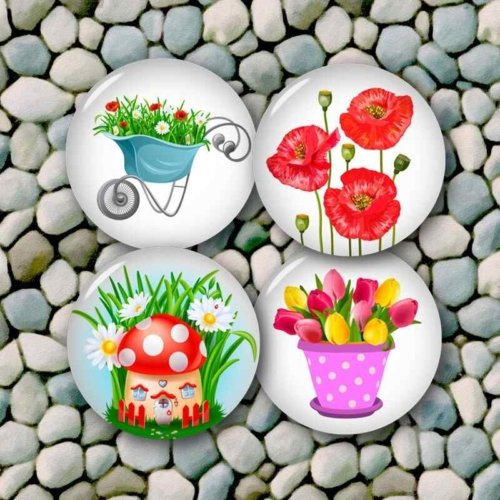 Garden Flowers Printable Circles