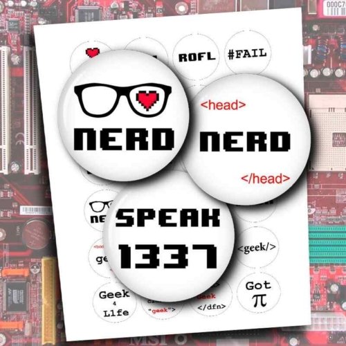 Geek Wording Circle Images Digital Collage Sheet