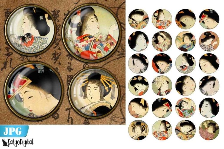 Geisha Oriental Circle Bottle cap images