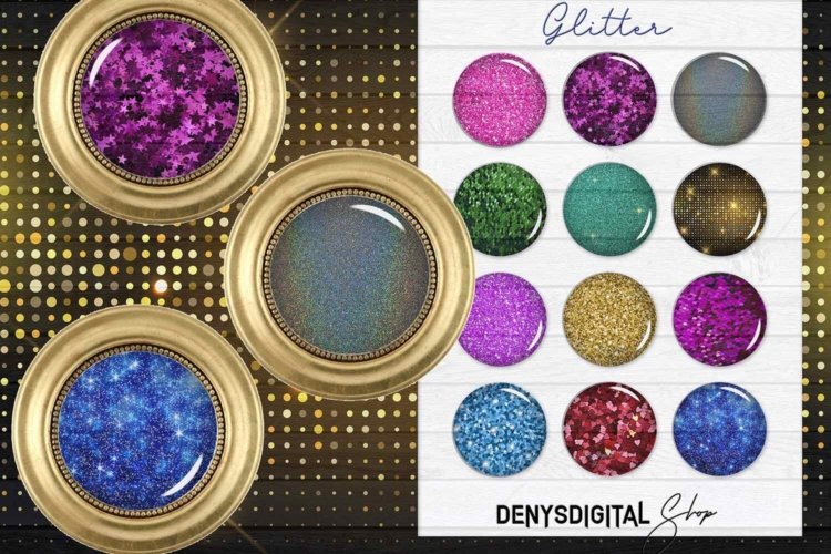 Glitter Digital Collage Sheet Round Printable Images