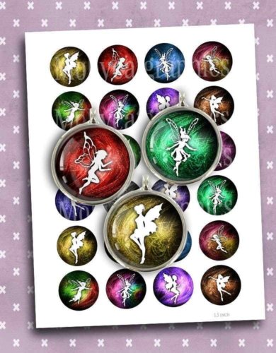 Glitter Fairy Silhouettes Printable Circles