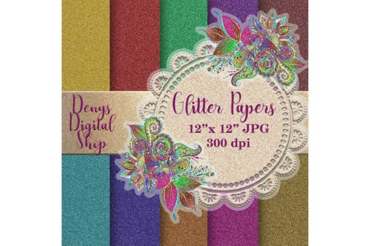 Glitter Paper Pack Shine Digital Scrapbooking Papers
