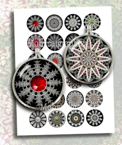 Gothic Mandala Printable Collage Sheet