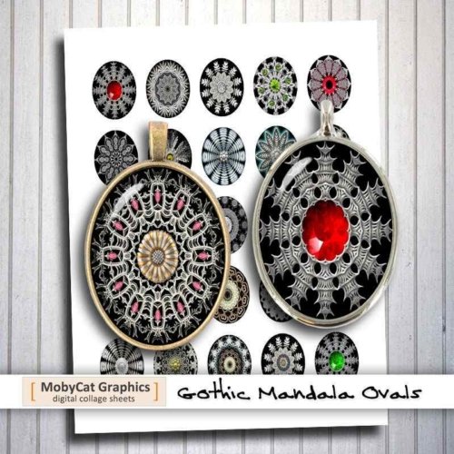 Gothic Mandala Printable Oval Images