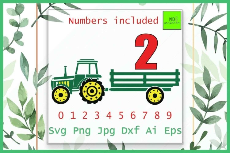 Green Tractor SVG Farm Birthday Vector File