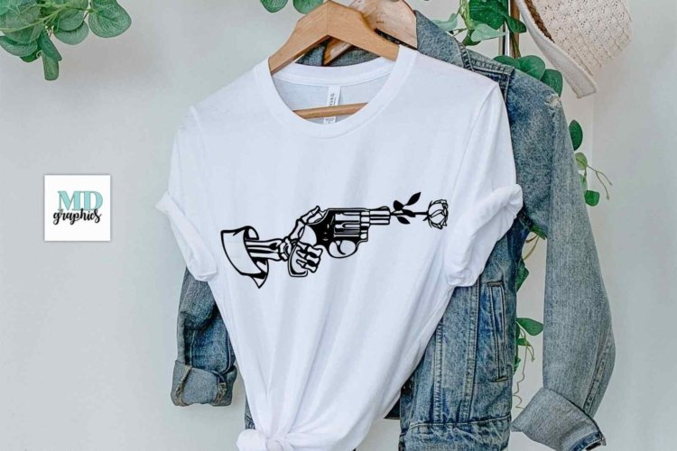 Gun With Rose SVG File Vector Image for Print