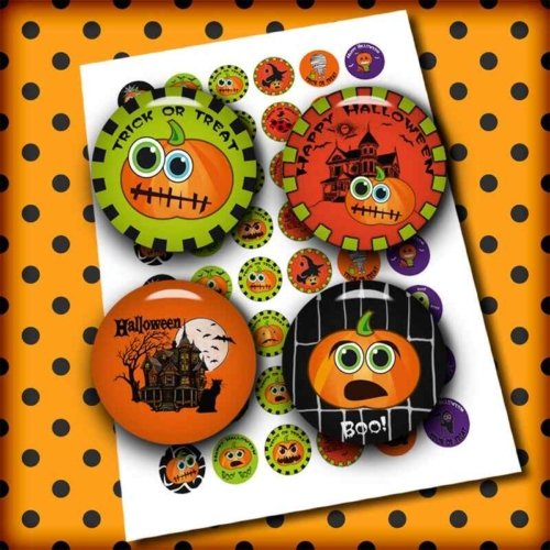 Halloween Printable Collage Sheet Round images